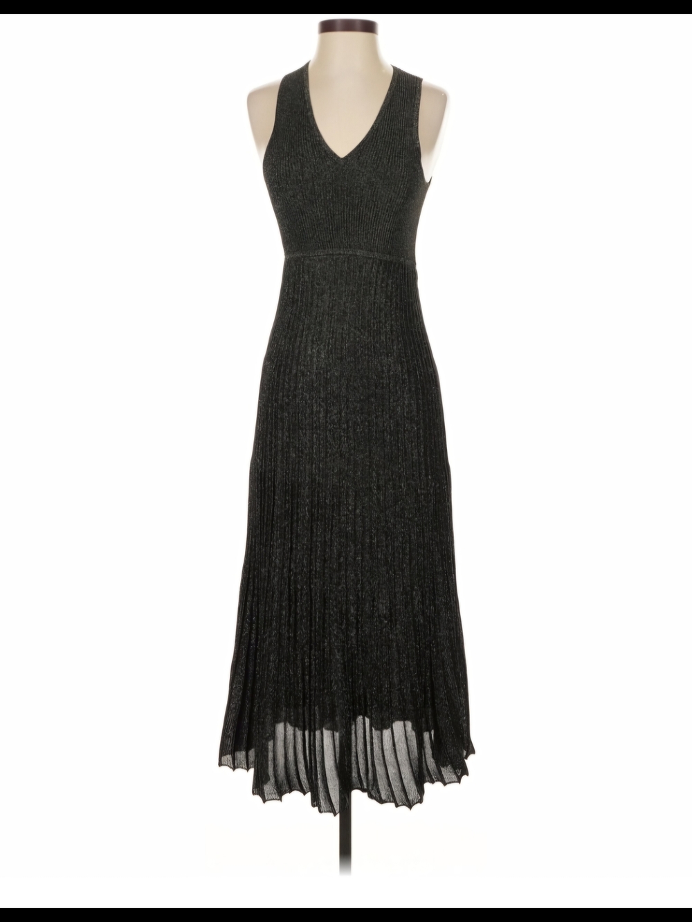 MICHAEL Michael Kors Gray Metallic Fringe Halter Midi Dress